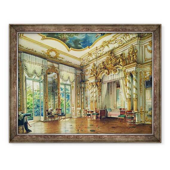 Tablou inramat - Luigi Premazzi - Dormitorul tarului Alexandru I in Palatul Alexandru, tarskoye Selo - - Roveli