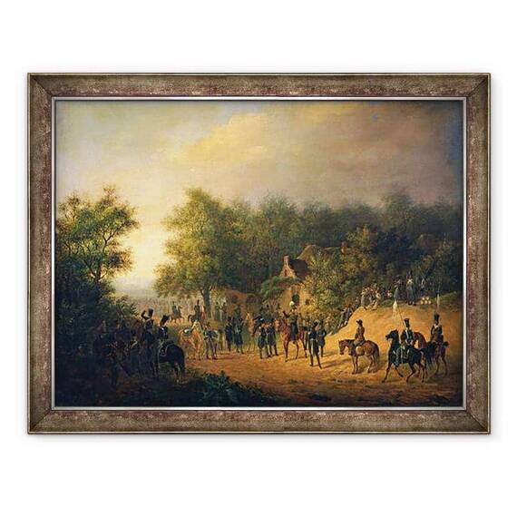 Tablou inramat - Alexander Ivanovich Sauerweid - Sosirea tarului Nicolae I in tabara - - Roveli
