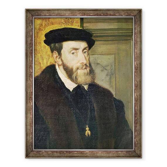 Tablou inramat - Titian - Detaliu al Portretului imparatului Carol V 1488-1576 1548 ulei pe panza - - Roveli