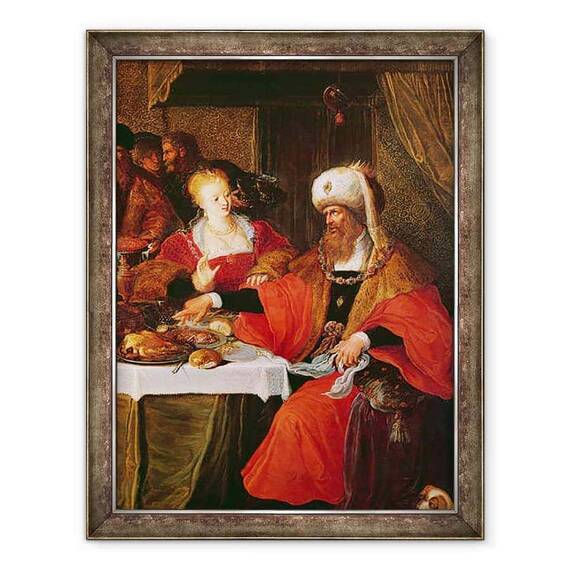 Tablou inramat - Frans Francken the Elder - Irod al II-lea si Irodiada la Sarbatoarea lui Irod ulei pe panou - - Roveli