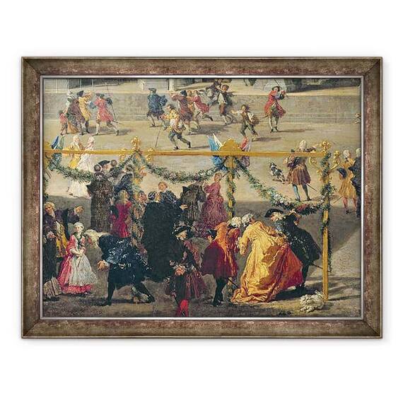 Tablou inramat - Giovanni Paolo Pannini - Pregatire pentru spectacolul de artificii tinut la Piazza Navona, Roma, pentru a sarbatori nasterea Delfinului - - Roveli