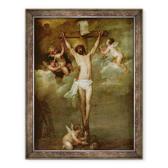 Tablou inramat - Peter Paul Rubens - Hristos asistat de ingeri care tineau potire - - Roveli