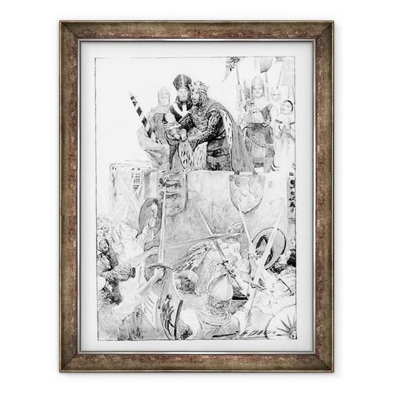 Tablou inramat - scoala engleza - Edward I declarand fiul sau Print de Wales - - Roveli