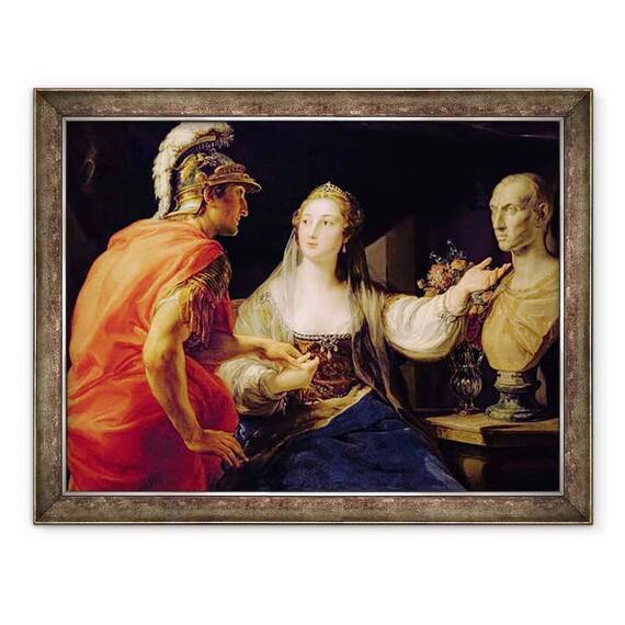 Tablou inramat - Pompeo Girolamo Batoni - Cleopatra ii arata lui Octavius bustul lui Iulius Cezar - - Roveli