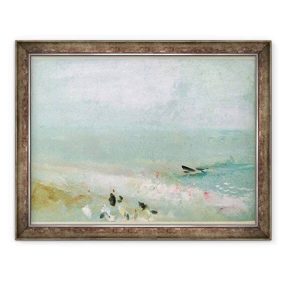Tablou inramat - Joseph Mallord William Turner - Plaja cu figuri si un debarcader. c.1830 - - Roveli
