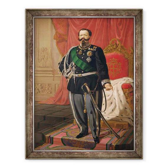 Tablou inramat - Cesare Campini - Portretul lui Victor Emmanuel al II-lea al Italiei - - Roveli