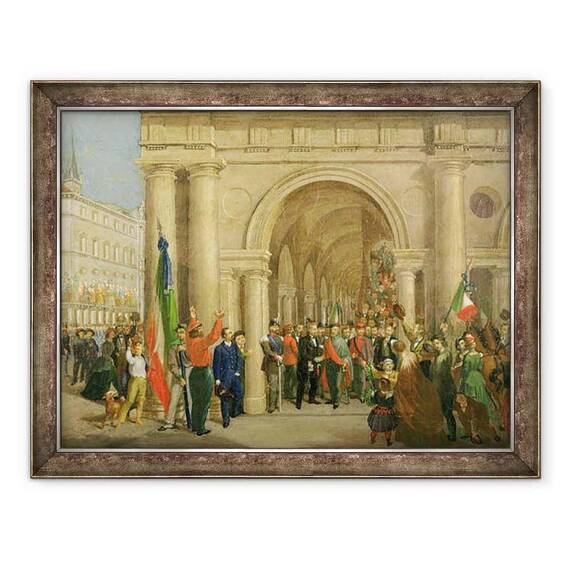 Tablou inramat - Scoala Italiana - Giuseppe Garibaldi in Vicenza - - Roveli