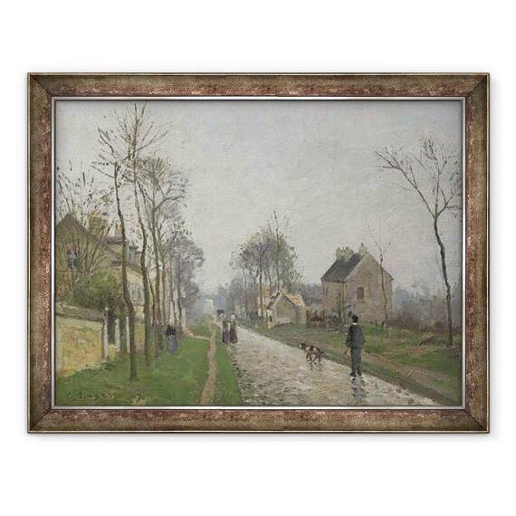Tablou inramat - Camille Pissarro - Route de Versailles, Louveciennes, Efect Ploaie - - Roveli