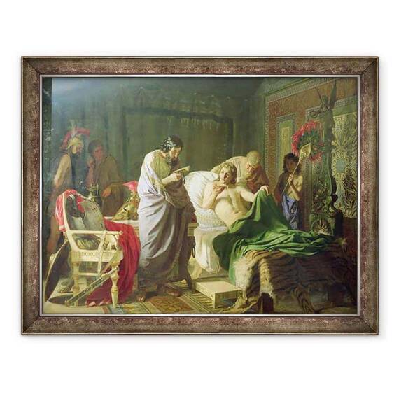 Tablou inramat - Hendrik Siemiradzki - increderea lui Alexandru cel Mare in medicul sau Philippos - - Roveli