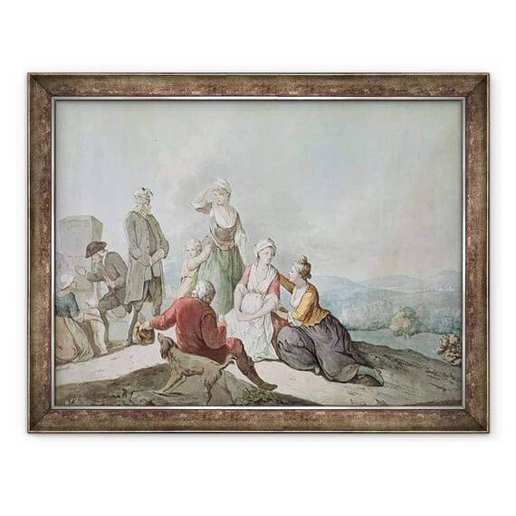 Tablou inramat - Jean Huber - Voltaire conversand cu taranii din Ferney - - Roveli