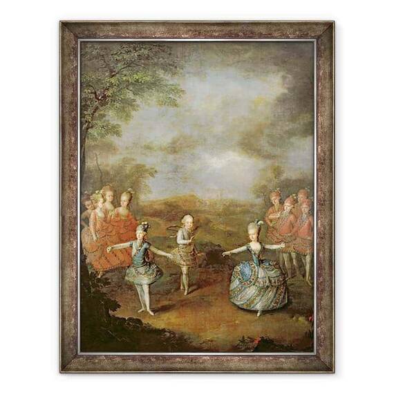 Tablou inramat - Johann Georg Weikert - Marie Antoinette si surorile ei din Il Trionfo dell Amore, au cantat la 25 ianuarie la Palatul Schoenbrunn, 1765 - - Roveli