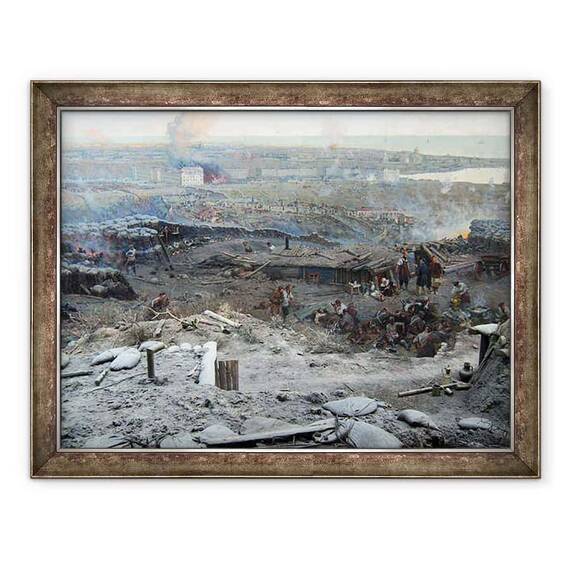 Tablou inramat - Franz Roubaud - Asediul Sevastopolului I - - Roveli