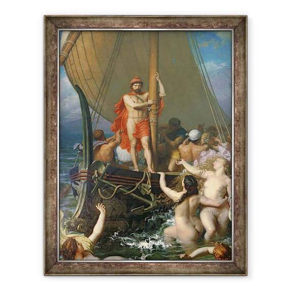 Tablou inramat - Leon-Auguste-Adolphe Belly - Ulise si sirenele ulei pe panza - - Roveli