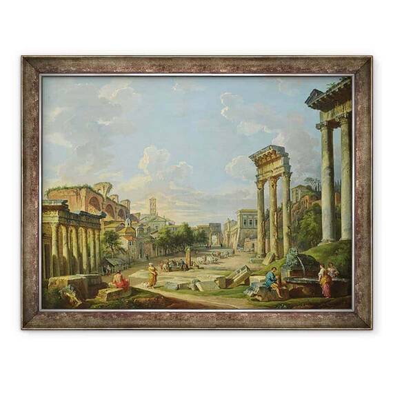 Tablou inramat - Giovanni Paolo Pannini - Vedere de Campo Vaccino in Roma - - Roveli