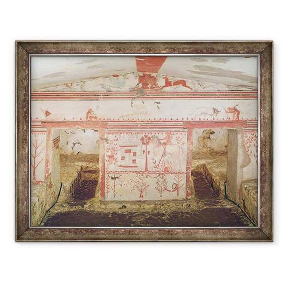 Tablou inramat - Etruscan - Ahile il ambuscada pe Troilus, din mormantul taurilor - - Roveli