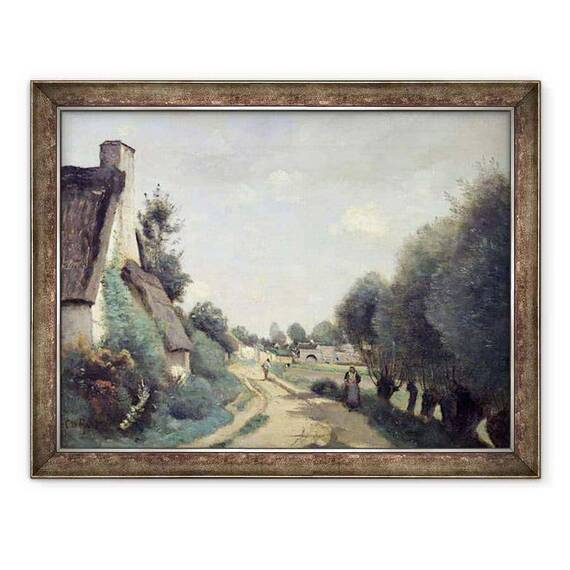 Tablou inramat - Jean Baptiste Camille Corot - Un drum langa Arras, sau cabane - - Roveli