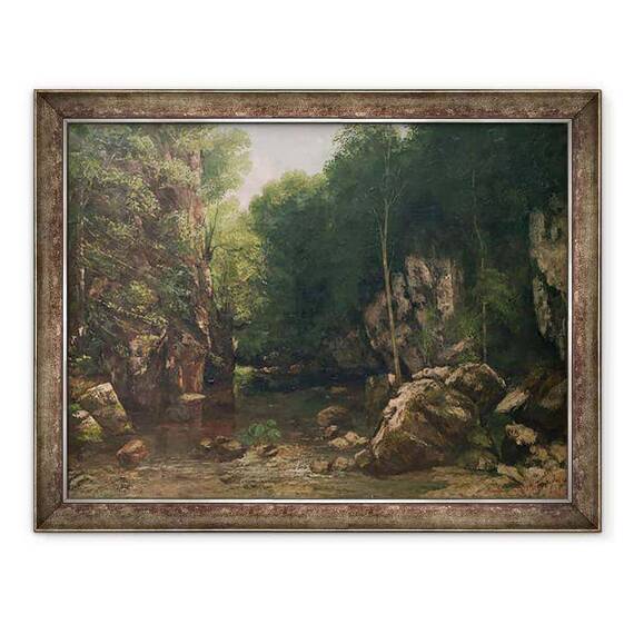 Tablou inramat - Gustave Courbet - Fluxul acoperit sau Dark Stream - - Roveli
