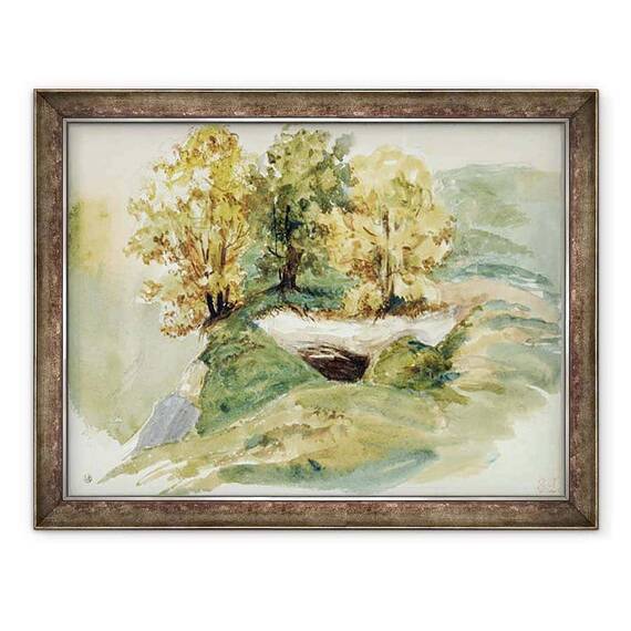 Tablou inramat - Ferdinand Victor Eugene Delacroix - Trei copaci la marginea unui deal - - Roveli
