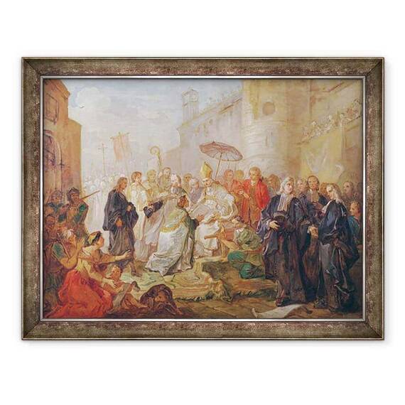 Tablou inramat - Charles Joseph Natoire - Intrarea solemna a monseniorilor Nicolas-Joseph de Paris ca episcop de Orleans in 734 - - Roveli