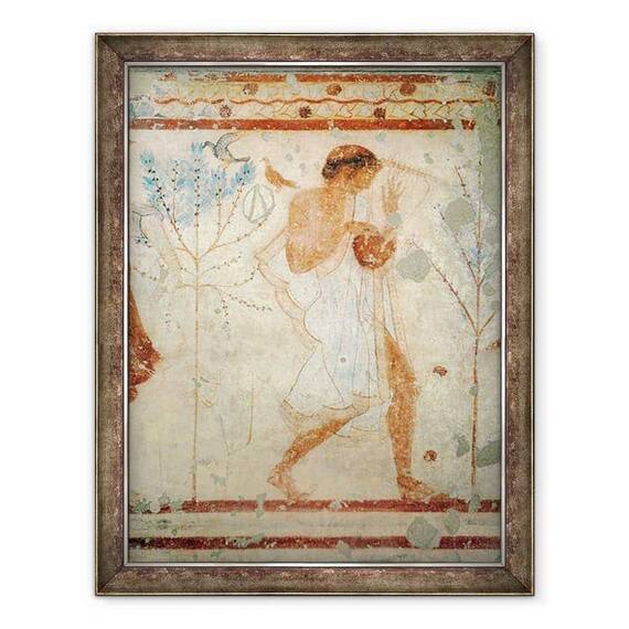 Tablou inramat - Etruscan - Muzician care canta la titera sau la lira, din Mormantul Tricliniumului - - Roveli