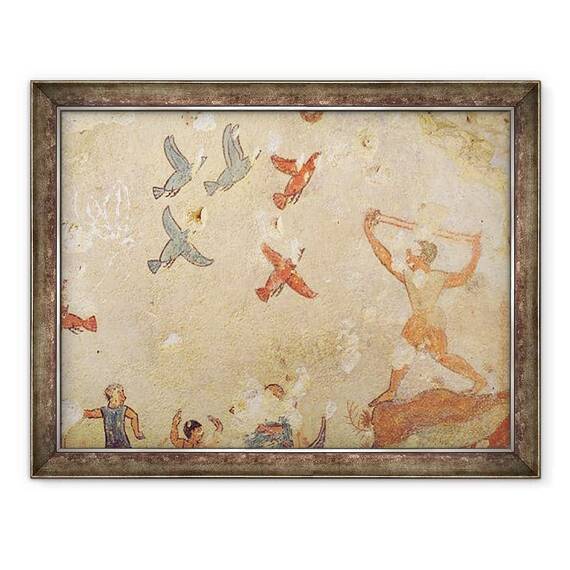 Tablou inramat - Etruscan - Vanator de pasari, din Mormantul Vanatorii si Pescuitul - - Roveli