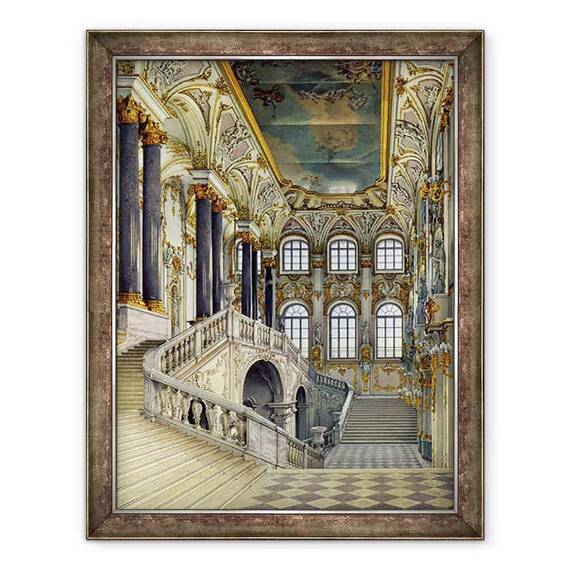 Tablou inramat - Konstantin Andreyevich Ukhtomsky - Scara Palatului de Iarna - - Roveli