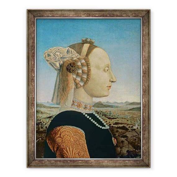 Tablou inramat - Piero della Francesca - Battista Sforza, sotia lui Federigo da Montefeltro, Duce de Urbino - - Roveli