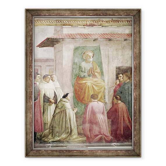 Tablou inramat - T. Masaccio - Sfantul Petru pe tron, de la invierea Fiului lui Teofil, si Sfantul Petru intronat ca Prim Episcop al Antiohiei - - Roveli
