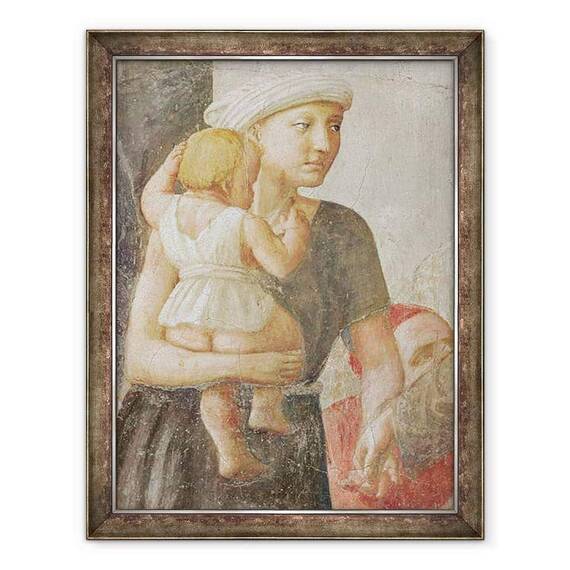 Tablou inramat - Tommaso Masaccio - Detaliu al femeii si copilului, de la Sf. Petru si Sfantul Pavel Distribuind pomana - - Roveli