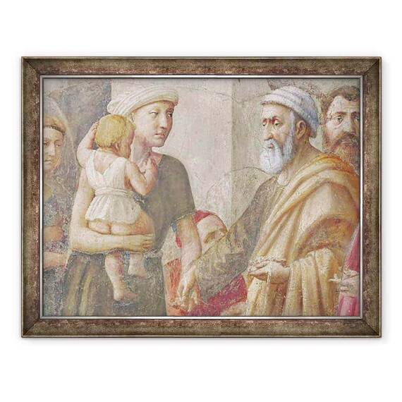 Tablou inramat - Tommaso Masaccio - Detaliu al Sfantului Petru si al femeii si copilului, de la Sf. Petru si Sfantul Pavel Distribuind pomana - - Roveli
