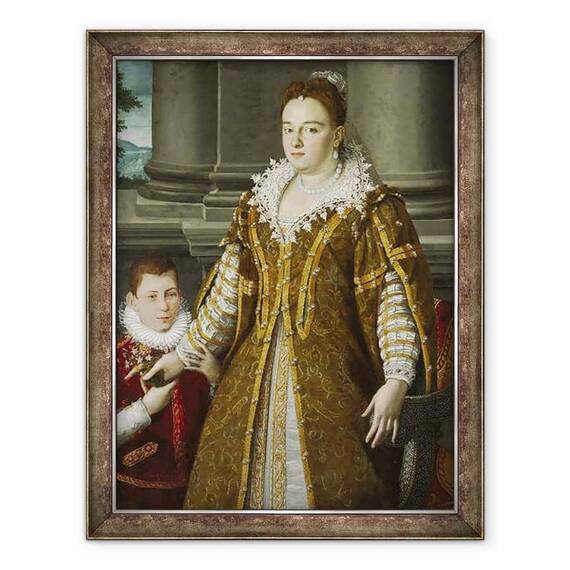 Tablou inramat - Alessandro Allori - Portret De Mare Ducesa Bianca Capello de Medici cu Fiul ei - - Roveli