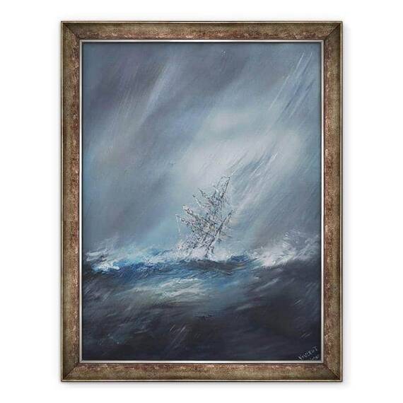 Tablou inramat - Vincent Alexander Booth - HMS Beagle in Storm de pe Cape Horn 24 December1832. 2012 - - Roveli
