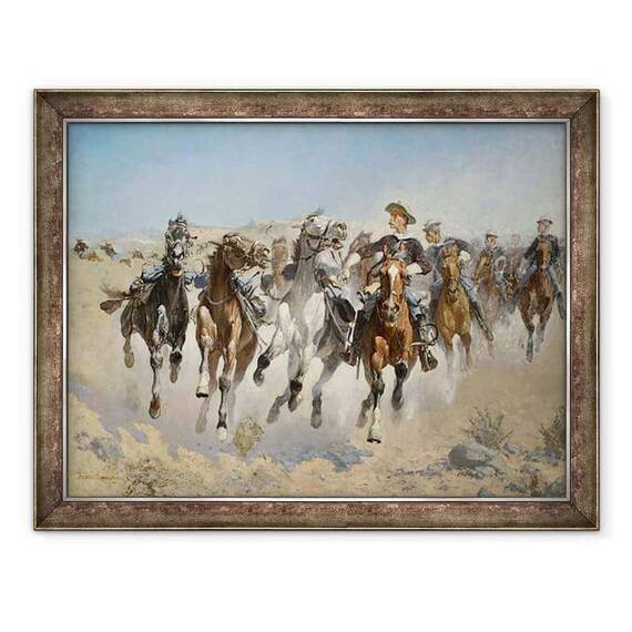 Tablou inramat - Frederic Remington - Demontat, Patra Troopers Mutarea cailor Led - - Roveli