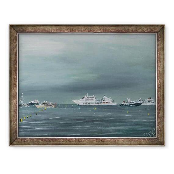 Tablou inramat - Vincent Alexander Booth - Nave si ambarcatiuni la Cannes, 2014 - - Roveli