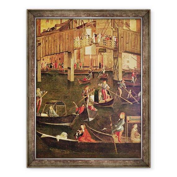 Tablou inramat - Vittore Carpaccio - Detaliu al miracolului relicvei Crucii Adevarate pe Podul Rialto - - Roveli