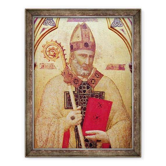 Tablou inramat - Giotto di Bondone - Sfantul Nicolae, panoul din stanga indepartat al altarului Badia - - Roveli