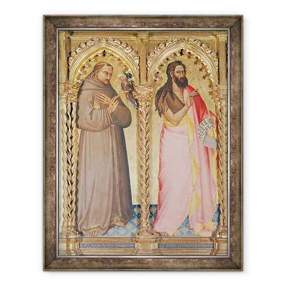 Tablou inramat - Giovanni del Biondo dal Casentino - Sfantul Francisc de Assisi si Sfantul Ioan Botezatorul - - Roveli