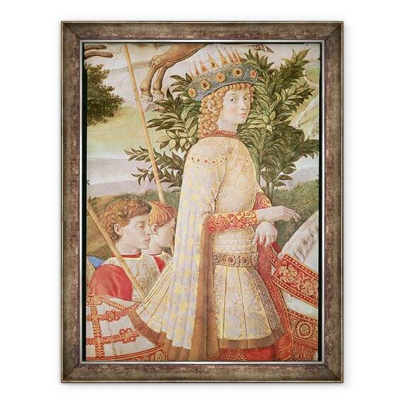 Tablou inramat - Benozzo di Lese di Sandro Gozzoli - Procesiunea Magilor, procesiunea condusa de Lorenzo Magul sub masca Magului Caspar, detaliu al lui Lorenzo de Medici - - Roveli