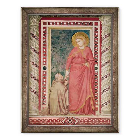 Tablou inramat - Giotto di Bondone - Episcopul Pontano ingenuncheaza in fata Sfintei Maria Magdalene, Capela Magdalena - - Roveli