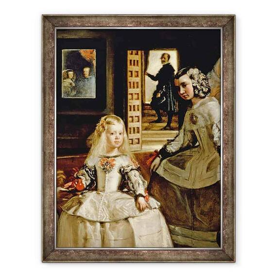 Tablou inramat - Diego Rodriguez de Silva y Velazquez - Las Meninas, detaliu al Infanta Margarita si servitoarea ei - - Roveli
