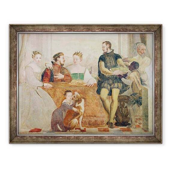Tablou inramat - Giovanni Antonio Fasolo - Detaliu al Banchetului - - Roveli