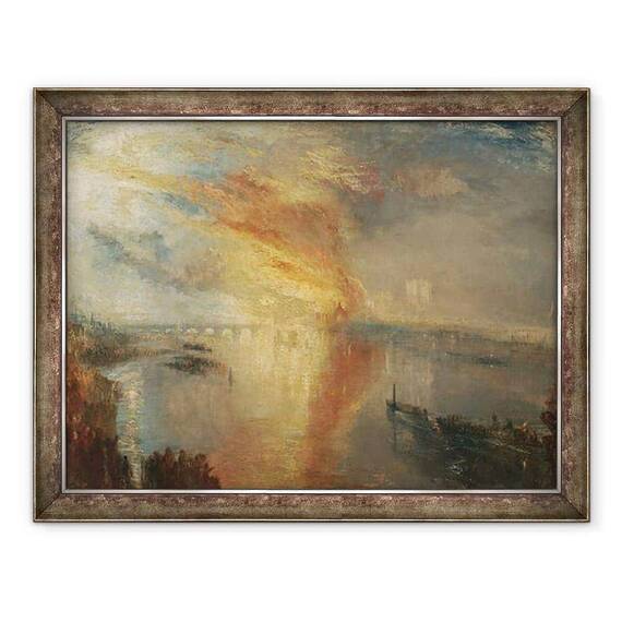 Tablou inramat - Joseph Mallord William Turner - Arderea Caselor Lorzilor si Comunelor, 16 octombrie 1834 - - Roveli