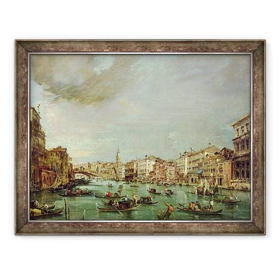 Tablou inramat - Francesco Guardi - Marele Canal privind spre Rialto cu Palazzo Grimani si Palazzo Manin - - Roveli