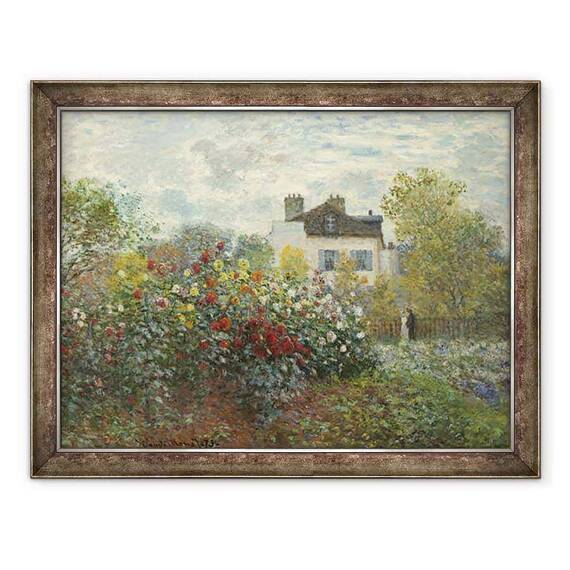 Tablou inramat - Claude Monet - Gradina Artistului din Argenteuil Un colt al gradinii cu dalii - - Roveli
