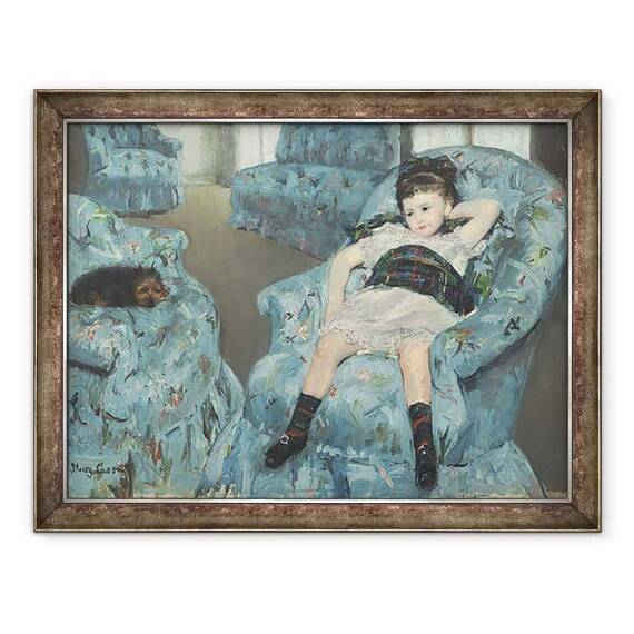 Tablou inramat - Mary Stevenson Cassatt - Fetita intr-un fotoliu albastru - - Roveli