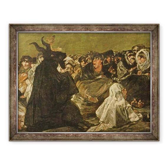 Tablou inramat - Francisco Jose de Goya y Lucientes - Sabatul vrajitoarelor sau Marele He-Capra una dintre Picturile negre - - Roveli