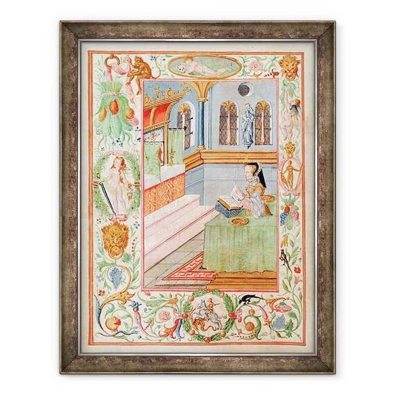 Tablou inramat - scoala engleza - Maria I binecuvantarea inele crampe - - Roveli