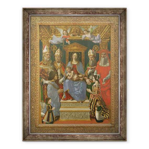 Tablou inramat - Master of the Pala Sforzesca - Fecioara si Pruncul Intronat cu Doctorii Bisericii si familia lui Ludovico il Moro - - Roveli