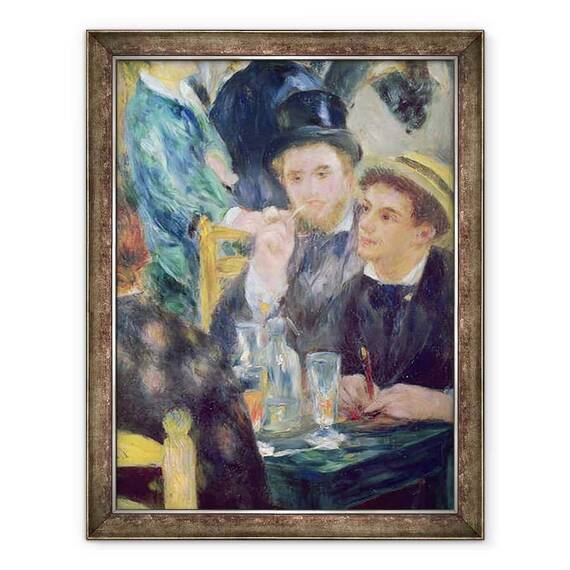 Tablou inramat - Pierre Auguste Renoir - Mingea de la Moulin de la Galette, detaliu a doi oameni asezati - - Roveli