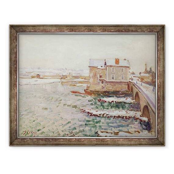 Tablou inramat - Alfred Sisley - Podul Moret in iarna anului 1889 - - Roveli